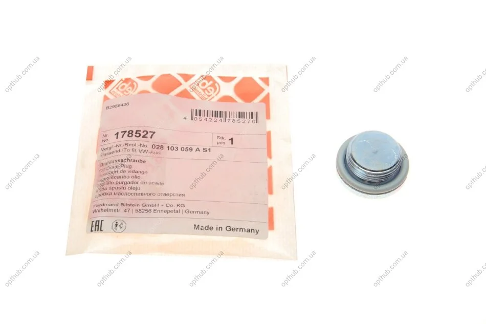 Болт зливу оливи Audi 100/A6/A8 88- UA63 FEBI BILSTEIN 178527 (фото 1)