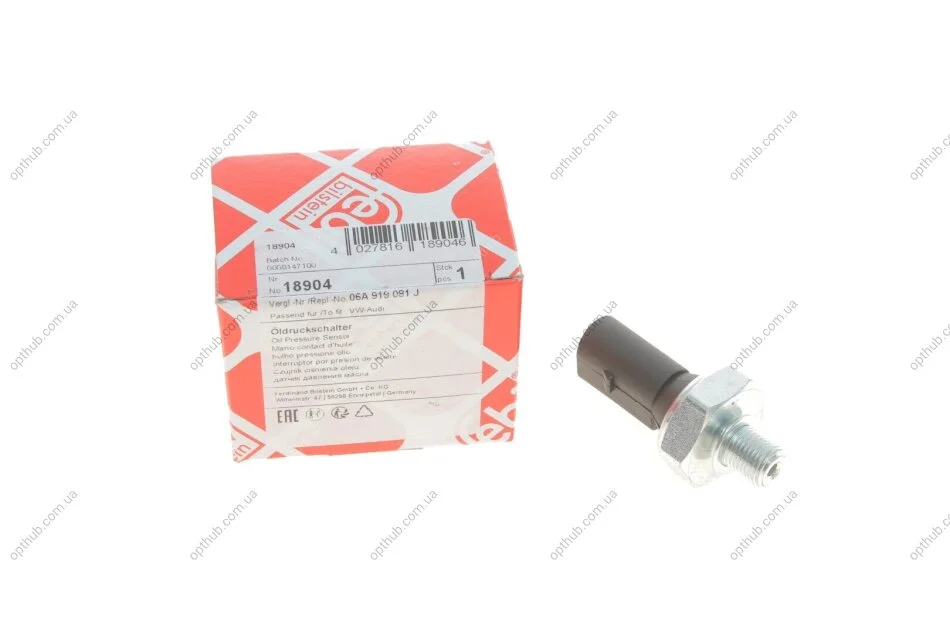 Датчик тиску оливи VW T5/Caddy 1.6/2.0 95-15 (1.2-1.6 bar) (чорний) UA63 FEBI BILSTEIN 18904 (фото 1)