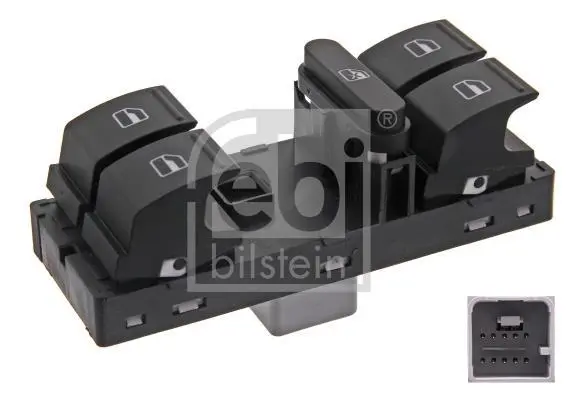 Кнопка піднімання вікна передн лів SEAT ALTEA, ALTEA XL, IBIZA IV, IBIZA IV ST, LEON, TOLEDO III VW AMAROK, CC B7, GOLF PLUS, GOLF PLUS V, GOLF V, GOLF VI, JETTA III, JETTA IV 1.2-3.6 02.03- FEBI BILSTEIN 37489 (фото 1)
