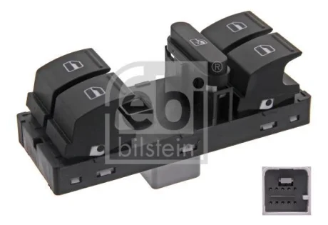 Кнопка піднімання вікна передн лів SEAT ALTEA, ALTEA XL, IBIZA IV, IBIZA IV ST, LEON, TOLEDO III VW AMAROK, CC B7, GOLF PLUS, GOLF PLUS V, GOLF V, GOLF VI, JETTA III, JETTA IV 1.2-3.6 02.03- FEBI BILSTEIN 37489