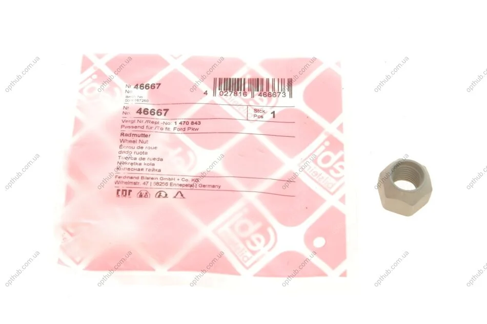 Гайка колісна Ford Transit 91- (M12x1.5) (opt-om) FEBI BILSTEIN 46667 (фото 1)