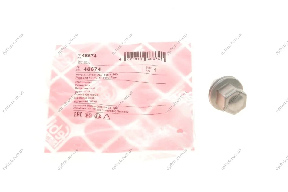 Гайка колисна Ford Connect 02- (M12x1.5) (opt-om) FEBI BILSTEIN 46674 (фото 1)