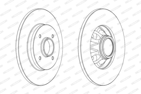 Диск гальмівний ЗАДН БЕЗ ABS PEUGEOT 3008, 5008 1.6 2.0 09-,308 PARTNER;CITROEN C4,BERLINGO -ua FERODO DDF1791C-1