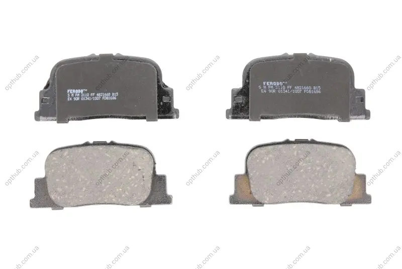 Комплект гальмівних колодок задн, LEXUS ES TOYOTA CALDINA, CAMRY, OPA, PRIUS, VISTA, WINDOM 1.5H-3.0 08.96-12.09 FERODO FDB1686 (фото 1)