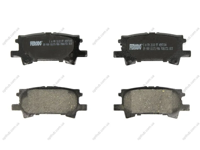 Колодки гальмівні дискові ЗАДН LEXUS RX300 4X4 03-,RX350 4X4 06-,RX400H 3.3 05- -ua FERODO FDB1731 (фото 1)