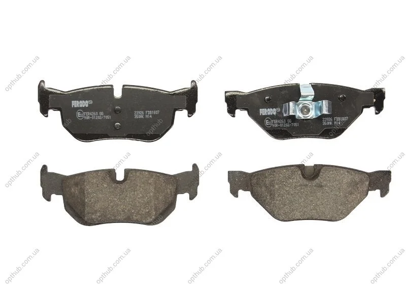 Колодки гальмівні дискові ЗАДН BMW 1 SERIES (E81, E87) 04-, BMW 3 SERIES (E90) 05- -ua FERODO FDB1807 (фото 1)