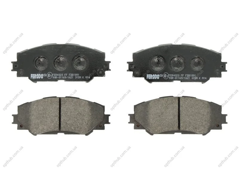 Колодки гальмівні дискові ПЕРЕДН TOYOTA AURIS 1.4-2.2D 07-,COROLLA 1.4VVT-I 02-, URBAN CRUISER 09-,VER -ua FERODO FDB1891 (фото 1)