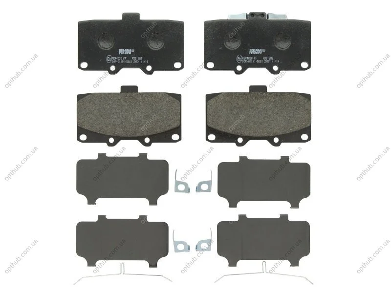 Колодки гальмівні дискові ПЕРЕДН SUBARU FORESTER,IMPREZA, WRX, WRX, 2.0IT,2.5I 16V 98.06-,08.01- -ua FERODO FDB1982 (фото 1)