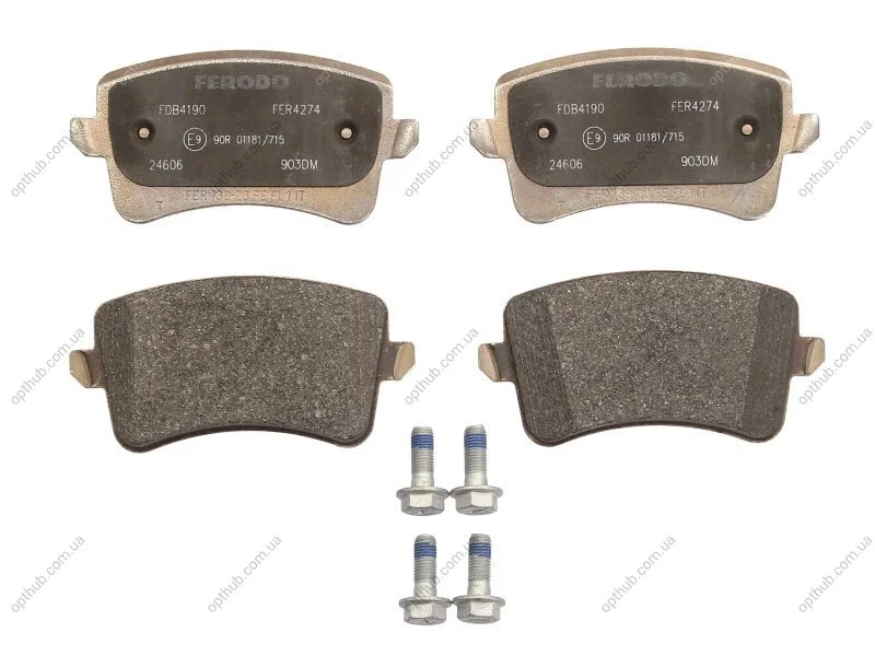 Колодки гальмівні дискові ЗАДН AUDI A5 1.8 TFSI, 2.7 TDI, 3.2 FSI, 3.0 TDI QUATTRO, S5 4.2 QUATTRO 06/ -ua FERODO FDB4190 (фото 1)