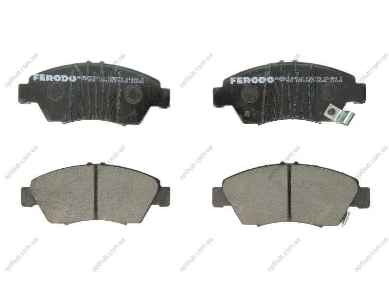 Колодки гальмівні дискові ПЕРЕДН HONDA CIVIC EG# +ABS 91- EK# 95-,FIT GE6/7/8/9 07-, DOMANI 92- -ua FERODO FDB776 (фото 1)