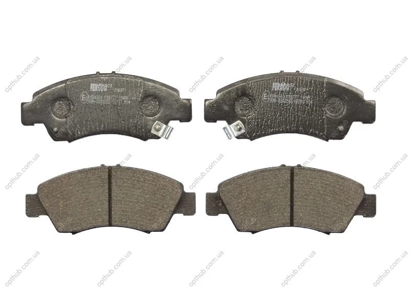 Колодки гальмівні дискові ПЕРЕДН HONDA LOGO 96-,CAPA 98-,CIVIC/ETC 91-,PARTNER 96-,INTEGRA DC1 -ABS -ua FERODO FDB777 (фото 1)