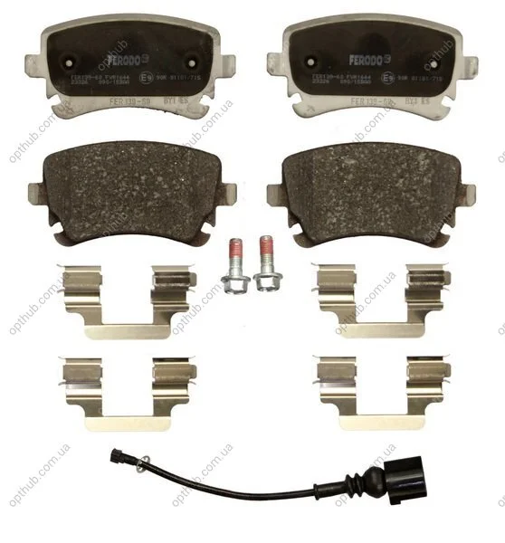 Колодки гальмівні дискові ЗАДН AUDI A4/A6/A8 03.2003-,VW MULTIVAN V /TRANSPORTER V 02.2004- -ua FERODO FVR1644 (фото 1)