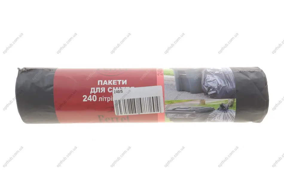 Пакети для сміття "ФЕРРЕТ" 240л/5шт чорні ЛД (20) Ferret 240/5 (фото 1)