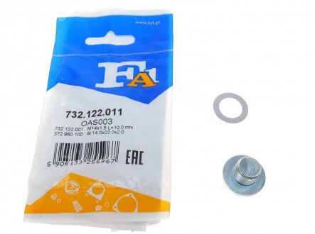 Болт зливу оливи + шайба Chevrolet Aveo/Daewoo Lanos/Nubira/Honda Accord/Civic 87- (M14x1 (opt-om) Fischer Automotive One (FA1) 732.122.011