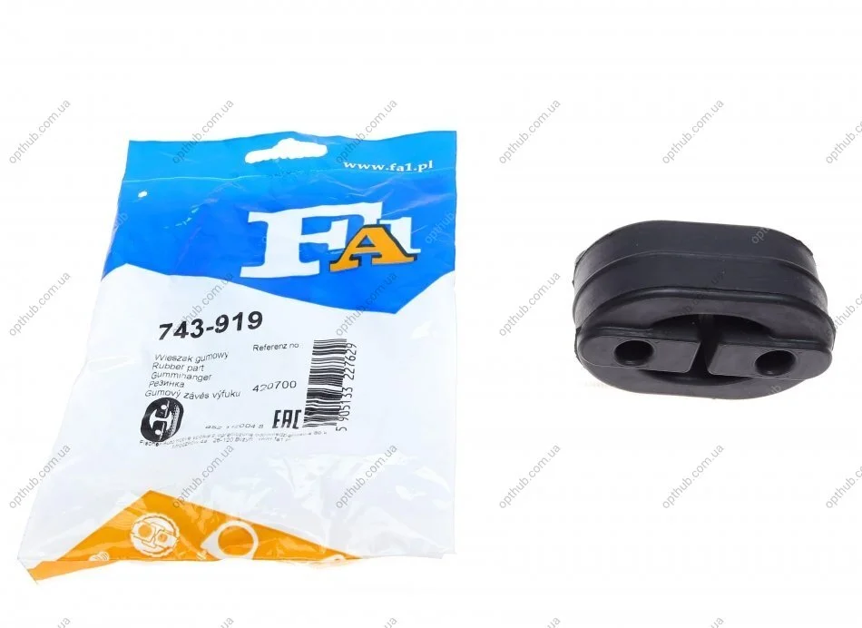 Гумка глушника Mitsubishi Galant 1.8/2.0/2.5 V6 92-96/Lancer VII 00-13/Outlander 2.0/2.2 DI-D (opt-om) Fischer Automotive One (FA1) 743-919 (фото 1)