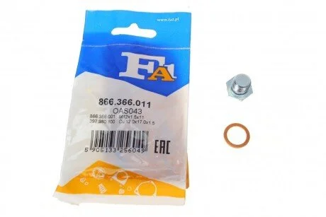 Болт слива оливы. BMW 3 (E46/E90)/5 (E39) 95-04 (M12x1.5) FA1 (opt-om) Fischer Automotive One (FA1) 866.366.011