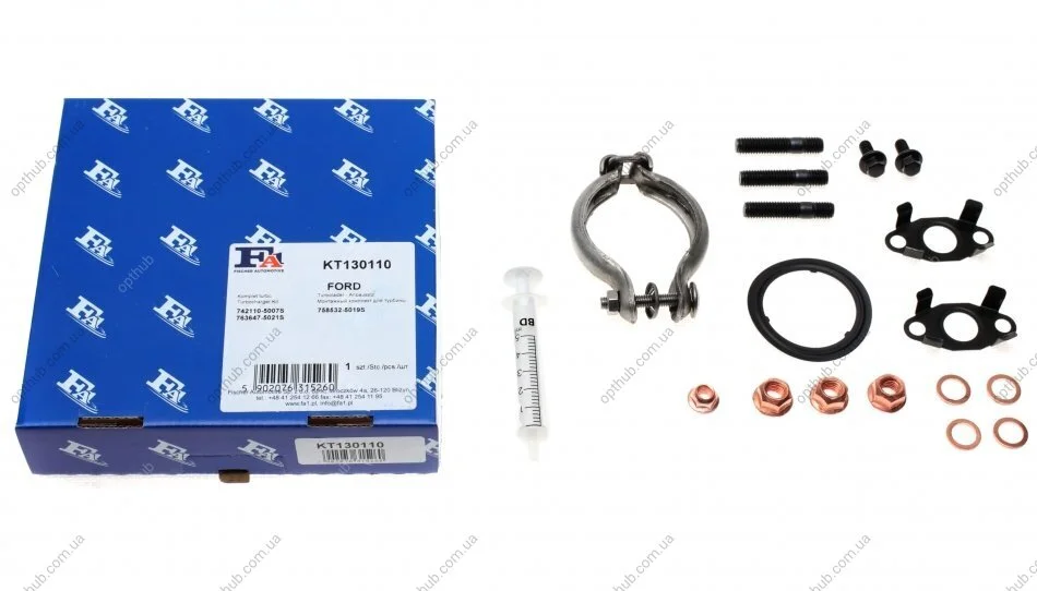 Комплект прокладок з різних матеріалів TURBO SET FORD TRANSIT CONNECT 1.8 TDCI 81 KW 08/2006 - 12/201 -ua Fischer Automotive One (FA1) KT130110 (фото 1)