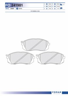 Колодки гальмівні дискові ПЕРЕДН HYUNDAI I40 06/11- IX35 08/09- KIA SPORTAGE 08/10- -ua FOMAR FO 241981