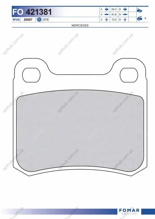 Колодки тормозные дисковые задние MB W124(E CLASS) 2.0,2.0D,2.5D,2.2,2.5TD,3.0D 85-95,W201(190)84-93,W2 FOMAR FO 421381 (фото 1)