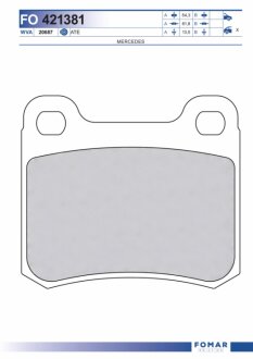Колодки гальмівні дискові ЗАДН MB W124(E CLASS) 2.0,2.0D,2.5D,2.2,2.5TD,3.0D 85-95,W201(190)84-93,W2 -ua FOMAR FO 421381