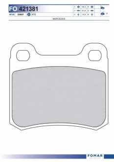 Колодки тормозные дисковые задние MB W124(E CLASS) 2.0,2.0D,2.5D,2.2,2.5TD,3.0D 85-95,W201(190)84-93,W2 FOMAR FO 421381