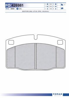 Колодки гальмівні дискові ПЕРЕДН DAEWOO NEXIA, ESPERO 95-, OPEL ASCONA, KADETT 81-92, OMEGA A, VECTR FOMAR FO 426981