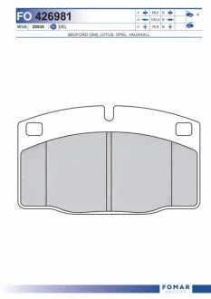 Колодки тормозные дисковые передние DAEWOO NEXIA, ESPERO 95-, OPEL ASCONA, KADETT 81-92, OMEGA A, VECTR FOMAR FO 426981