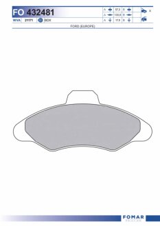 Колодки тормозные дисковые передние FORD ESCORT 90-99, ORION 90-93 FOMAR FO 432481