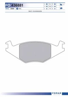 Колодки тормозные дисковые SEAT CORDOBA, IBIZA, VOLKSWAGE FOMAR FO 436881