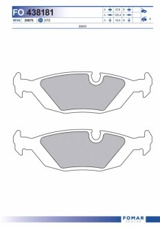 Колодки гальмівні дискові ЗАДН BMW 3 SERIES (E30) 82-91, 3 SERIES (E30) TOURING 91-94, 5 SERIES (E28 -ua FOMAR FO 438181