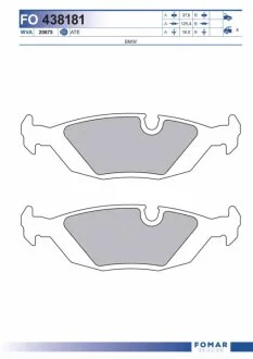 Колодки тормозные дисковые задние BMW 3 SERIES (E30) 82-91, 3 SERIES (E30) TOURING 91-94, 5 SERIES (E28 FOMAR FO 438181