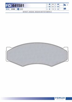 Колодки гальмівні дискові ПЕРЕДН NISSAN 300ZX, BLUEBIRD, CEDRIC, LAUREL, PICK UP, PRAIRIE, SERENA, S FOMAR FO 441581