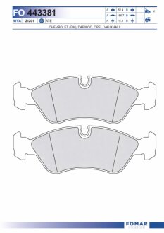 Колодки гальмівні дискові ПЕРЕДН DAEWOO LANOS 1.5, 1.6 97-,NEXIA 1.5I 95-;OPEL ASTRA A 91-98,KADETT -ua FOMAR FO 443381