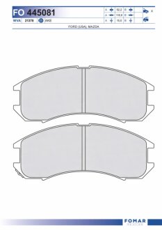 Колодки гальмівні дискові ПЕРЕДН MAZDA 626 88-97, FORD PROBE 88-93 -ua FOMAR FO 445081