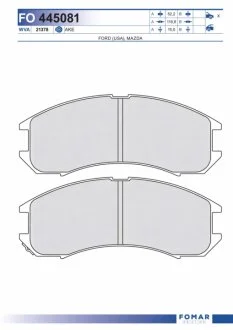 Колодки гальмівні дискові ПЕРЕДН MAZDA 626 88-97, FORD PROBE 88-93 -ua FOMAR FO 445081