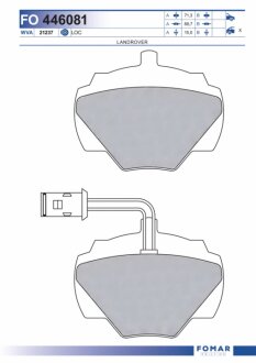 Колодки гальмівні дискові (комплект 4 шт) ЗАДН LANDROVER DISCOVERY I 2.0-3.9 -98 -ua FOMAR FO 446081