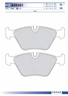 Колодки гальмівні дискові ПЕРЕДН BMW 5 SERIES (E34) 88-95, 7 SERIES (E32) 86-94 -ua FOMAR FO 449481