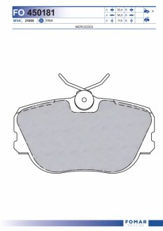 Колодки гальмівні дискові ПЕРЕДН MERCEDES W201 84-93, SAAB 9000 93-98 -ua FOMAR FO 450181