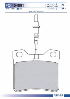 Колодки гальмівні дискові ЗАДН PEUGEOT 605 2.0, 2.1 D, 2.1 TD, 2.5 TD, 3.0 V6 10.89-05.00 -ua FOMAR FO 454881