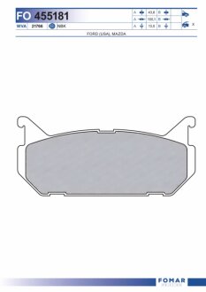 Колодки гальмівні дискові ЗАДН MAZDA CRONOS,626, CLEF, MX-6, CAPELLA 92- -ua FOMAR FO 455181