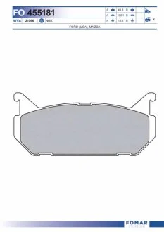 Колодки тормозные дисковые задние MAZDA CRONOS,626, CLEF, MX-6, CAPELLA 92- FOMAR FO 455181