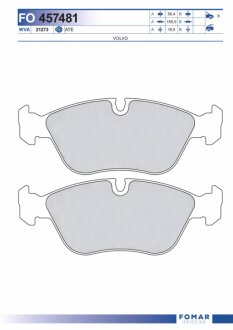 Колодки гальмівні дискові ПЕРЕДН VOLVO 850 2.0I, 2.3I, 2.4I, 2.5TDI 08.93-12.96, C70/V70 2.0I, 2.4I, -ua FOMAR FO 457481