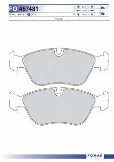 Колодки гальмівні дискові ПЕРЕДН VOLVO 850 2.0I, 2.3I, 2.4I, 2.5TDI 08.93-12.96, C70/V70 2.0I, 2.4I, -ua FOMAR FO 457481