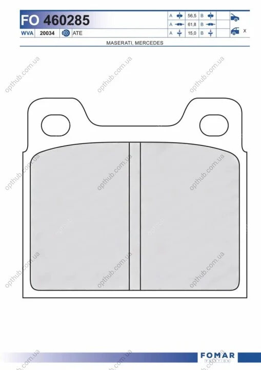 Колодки тормозные дисковые задние VOLVO 850/850 KOMBI/940/940 KOMBI 02.1993- FOMAR FO 460285 (фото 1)
