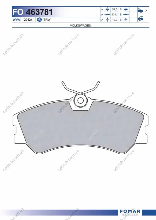 Колодки тормозные дисковые передние VW TRANSPORTER T4 1.8,1.9,1.9TD, 2.0,2.4D,2.5TDI2.8,2.8TDI 90-99 FOMAR FO 463781 (фото 1)