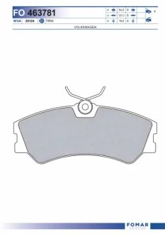 Колодки гальмівні дискові ПЕРЕДН VW TRANSPORTER T4 1.8,1.9,1.9TD, 2.0,2.4D,2.5TDI2.8,2.8TDI 90-99 -ua FOMAR FO 463781