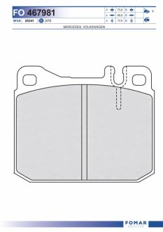 Колодки гальмівні дискові ПЕРЕДН MB W123/S-CLASS W126/SL R107 01.1973- -ua FOMAR FO 467981