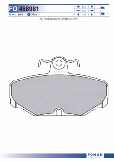 Колодки гальмівні дискові ЗАДН FORD SCORPIO 2.0I, 2.0I 16V, 2.3, 2.9I, 2.5TD 01.95-08.98, SIERRA 1.6 FOMAR FO 468981