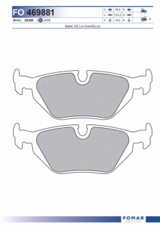 Колодки гальмівні дискові ЗАДН BMW 3(E36) 90-98,Z1 89-92,Z3 96-99,ROVER 75 99- -ua FOMAR FO 469881