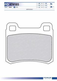 Колодки гальмівні дискові ЗАДН MERCEDES 190, 200, 220, 230, 250, 260, 280, 300, C200, C220, E200 -ua FOMAR FO 474185